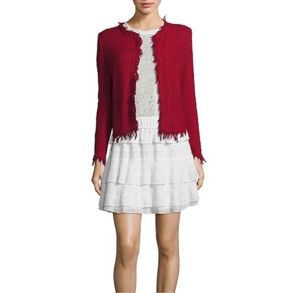 IRO Shavani open jacket dark red tweed boucle Size 38 Size 4 - Picture 8 of 9